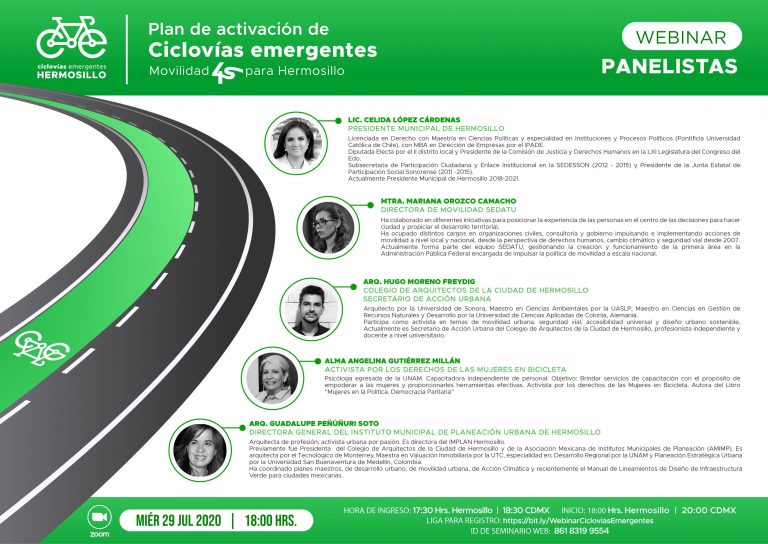 Invitan a seminario virtual «Plan de Activación de Ciclovías Emergentes” en Hermosillo
